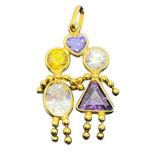 10k yellow gold girl boy pendant for necklace birthstone couple yellow purple